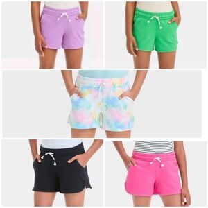 Cat & Jack Girls Knit Pull On Shorts Black/Green/Pink/Violet/Tie Dye XS 4-5